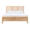 Modern Coastal Natural Wood Rattan Queen Bed Frame