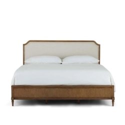 Classic Wooden Bed Frame with Upholstered Headboard