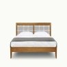 Modern Wooden Bed Frame with Rattan Grid Headboard