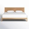 Modern Solid Wood Bed Frame with Slatted Headboard