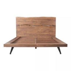 Modern Solid Wood Bed Frame with Organic Headboard Design