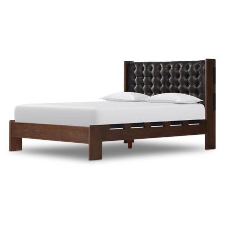 Premium Wood Bed Frame with Tufted Upholstered Headboard | Modern Bedroom Furniture