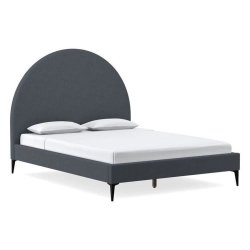 Upholstered Bed Frame with Arched Headboard