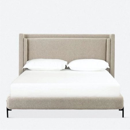 Modern Upholstered Fabric Bed Frame with Headboard