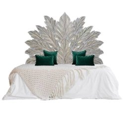 Ornate Carved Wooden Bed with Decorative Leaf Headboard