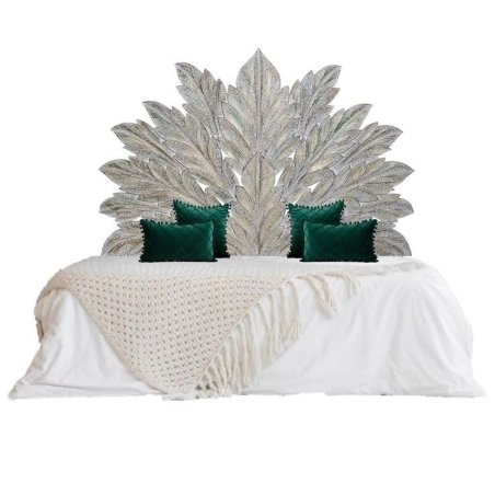 Ornate Carved Wooden Bed with Decorative Leaf Headboard