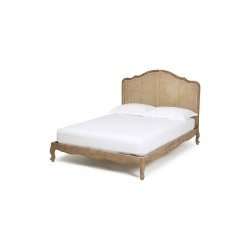 French Country Rattan Headboard Wood Bed Frame | Classic Bedroom Furniture