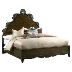 Ornate Carved Wood Panel Bed Frame