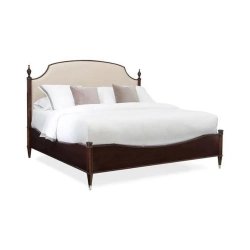 Elegant Upholstered Headboard Solid Wood Bed Frame