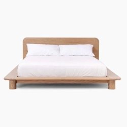Minimalist Modern Solid Wood Platform Bed Frame Queen Size Natural Finish