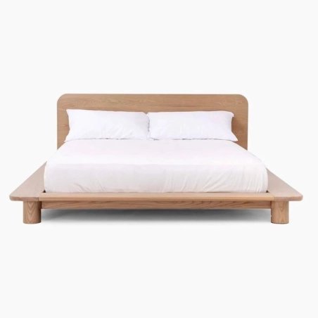 Minimalist Modern Solid Wood Platform Bed Frame Queen Size Natural Finish