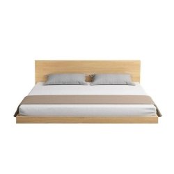 Modern Minimalist Wooden Platform Bed Frame Natural Finish