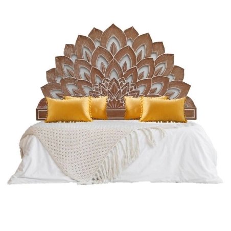 Handcrafted Bohemian Carved Wood Sofa with Artistic Backrest