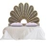 Ornate Vintage Carved Wood Fan Bed Headboard Bedroom Furniture