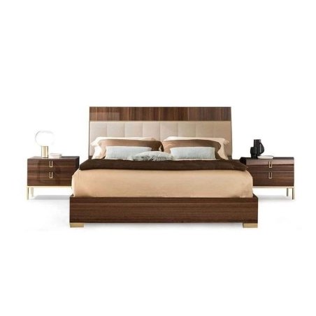 Elegant Modern Wood Upholstered Bed Frame and Nightstands Set