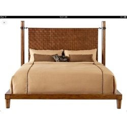 Rustic Wood Bed Frame with Handwoven Headboard