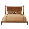 Rustic Wood Bed Frame with Handwoven Headboard