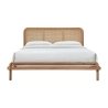 Minimalist Wooden Bed Frame with Rattan Headboard Queen Size