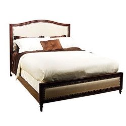 Elegant Upholstered Panel Bed with Nailhead Trim
