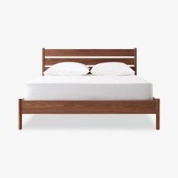Minimalist Modern Solid Wood Bed Frame with Slatted Headboard