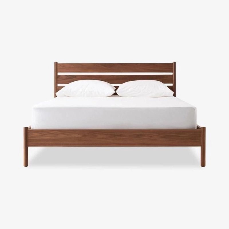 Minimalist Modern Solid Wood Bed Frame with Slatted Headboard Minimalist Modern Solid Wood Bed Frame with Slatted Headboard