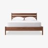 Minimalist Modern Solid Wood Bed Frame with Slatted Headboard