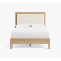 Modern Minimalist Wood Frame Upholstered Headboard Bed