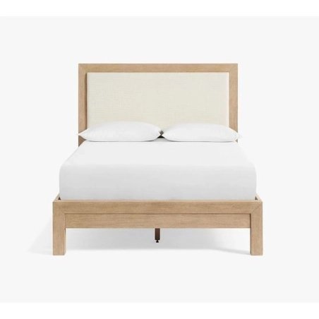 Modern Minimalist Wood Frame Upholstered Headboard Bed