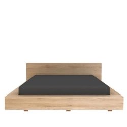 Modern Minimalist Low Platform Wooden Bed Frame with Headboard