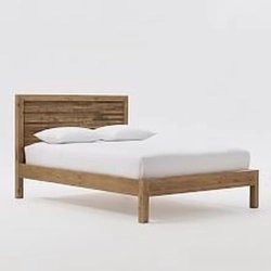 Rustic Modern Solid Wood Bed Frame with Reclaimed Style Headboard