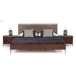 Modern Industrial Bed Frame with Nightstands