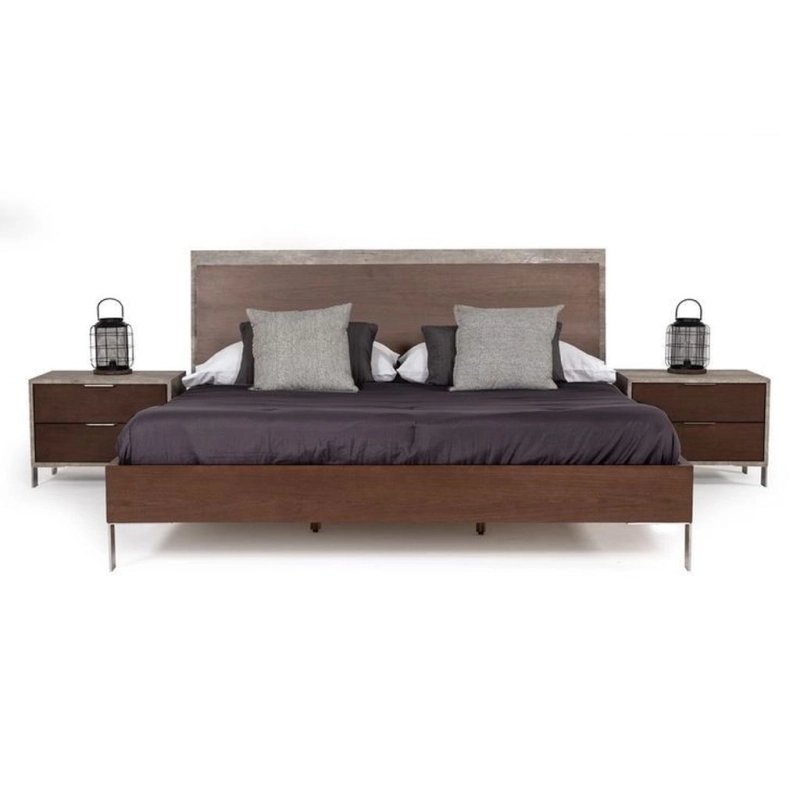 Modern Industrial Bed Frame with Nightstands Modern Industrial Bed Frame with Nightstands