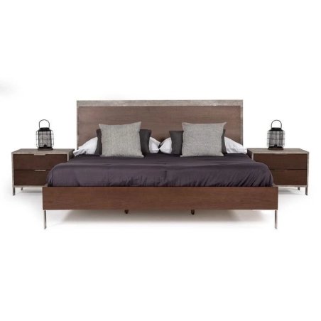 Modern Industrial Bed Frame with Nightstands