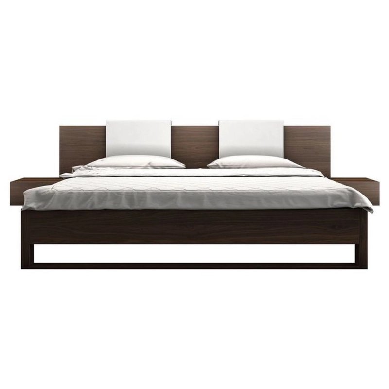 Modern Platform Bed with Integrated Nightstands and Panel Headboard Modern Platform Bed with Integrated Nightstands and Panel Headboard