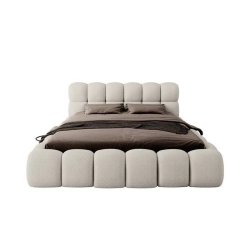Modern Upholstered Platform Bed Frame with Plush Headboard