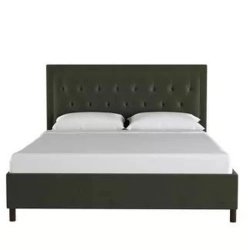 Stylish Upholstered Bed Frame with Tufted Headboard - Modern Design