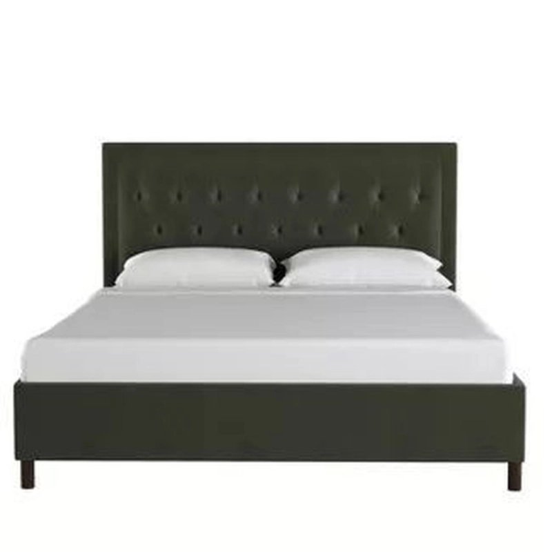 Stylish Upholstered Bed Frame with Tufted Headboard - Modern Design Stylish Upholstered Bed Frame with Tufted Headboard - Modern Design