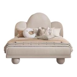 Modern Upholstered Children's Bed with Cloud Headboard