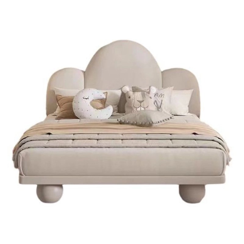 Modern Upholstered Children's Bed with Cloud Headboard Modern Upholstered Children's Bed with Cloud Headboard