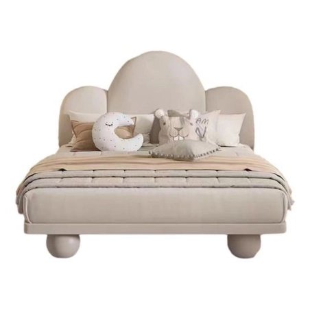 Modern Upholstered Children's Bed with Cloud Headboard