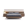 Modern Minimalist Wooden Bed Frame with Integrated Nightstands and Headboard