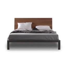 Minimalist Modern Wood Headboard Metal Bed Frame
