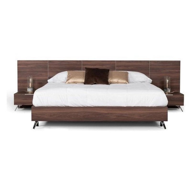 Modern Minimalist Wooden Bed Frame with Integrated Nightstands Modern Minimalist Wooden Bed Frame with Integrated Nightstands