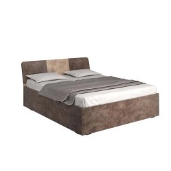 Modern Minimalist Upholstered Bed Frame Brown Beige Headboard
