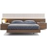 Modern Wood Bed Frame with Integrated Nightstands and Headboard Lighting