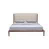 Modern Solid Wood Bed Frame with Upholstered Headboard