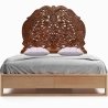 Handcrafted Wooden Bed Frame with Intricate Carved Headboard and Storage Drawers