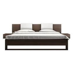 Modern Minimalist Wooden Bed with Integrated Nightstands