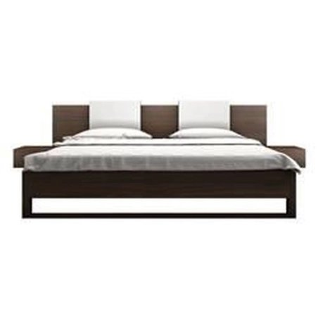 Modern Minimalist Wooden Bed with Integrated Nightstands