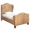 Coastal Style Natural Woven Rattan Twin Bed with Curved Design